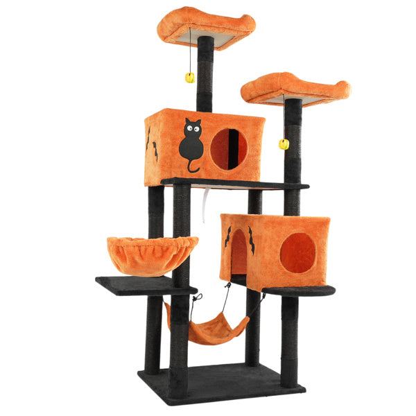Halloween Cat Tree for Large Cats – Multi-Level Tower with Hammocks, Condos & Scratching Posts