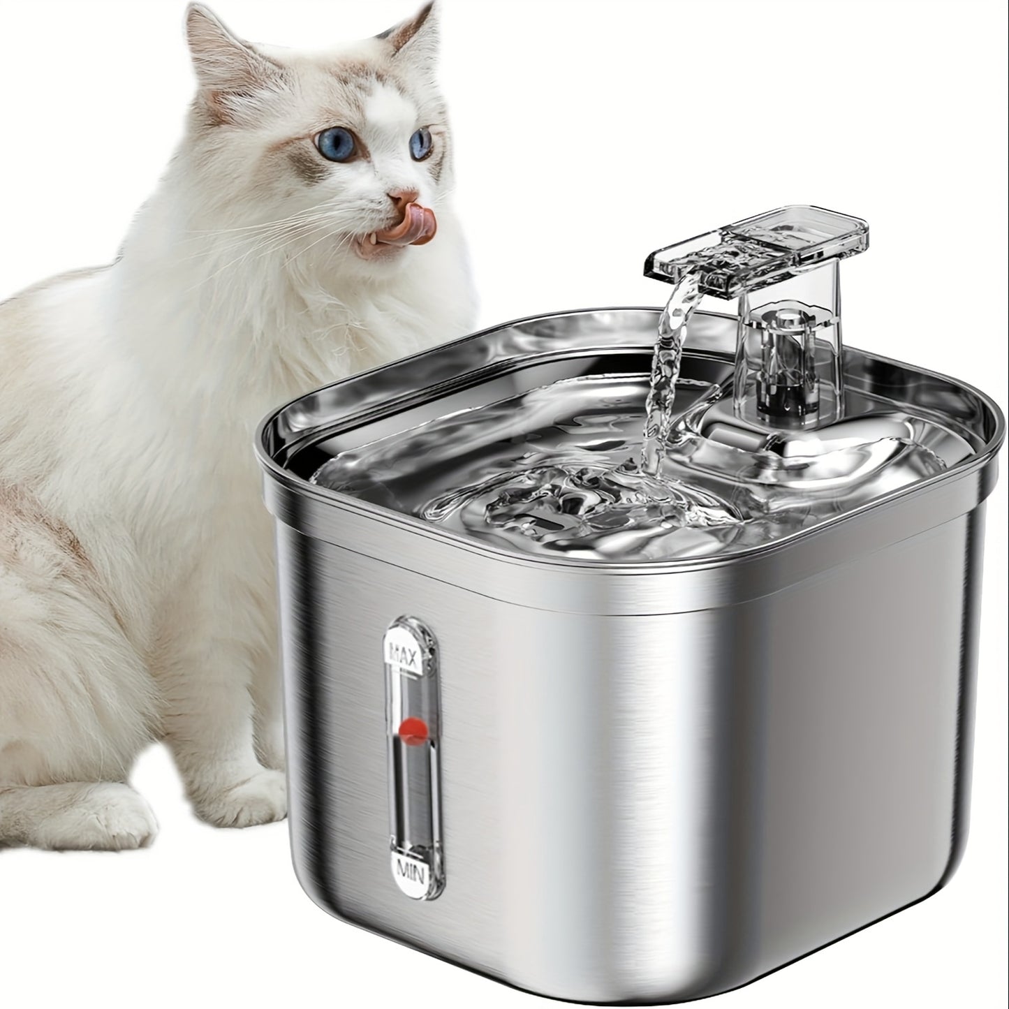 Stainless Steel Pet Water Fountain – 73oz Ultra-Quiet Auto Dispenser for Cats & Dogs