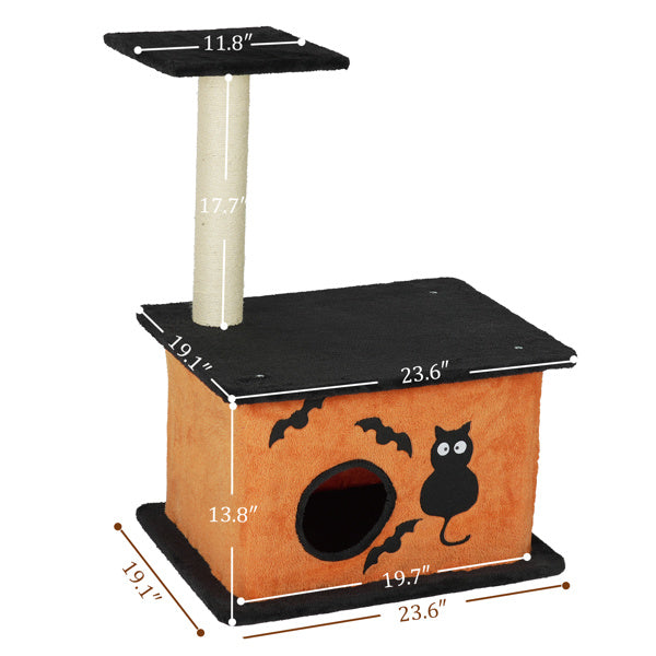 Halloween Cat Tower with Condo, Platform & Sisal Scratching Post)