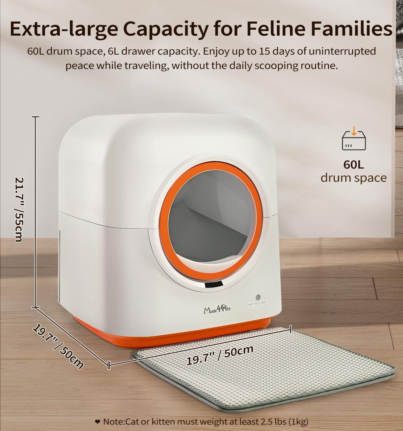 60L Smart Litter Box – App Control, Infrared Safety, Zero Odors