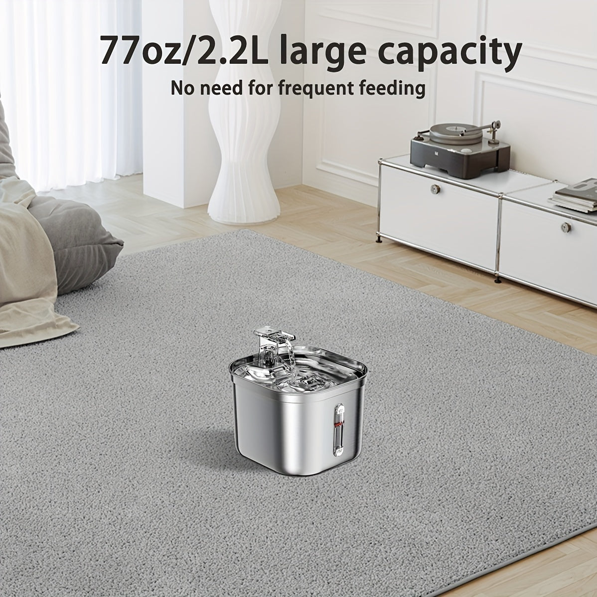 Stainless Steel Pet Water Fountain – 73oz Ultra-Quiet Auto Dispenser for Cats & Dogs