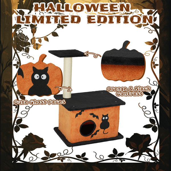 Halloween Cat Tower with Condo, Platform & Sisal Scratching Post)