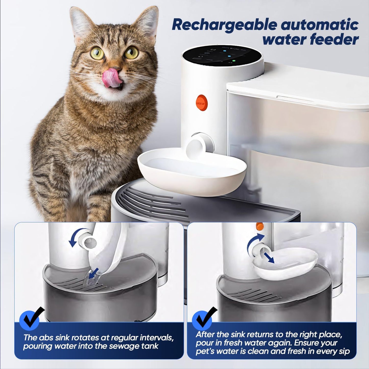 Smart Pet Water Fountain – USB Rechargeable, 3L Auto-Refill, No Filter Needed (For Cats & Dogs)