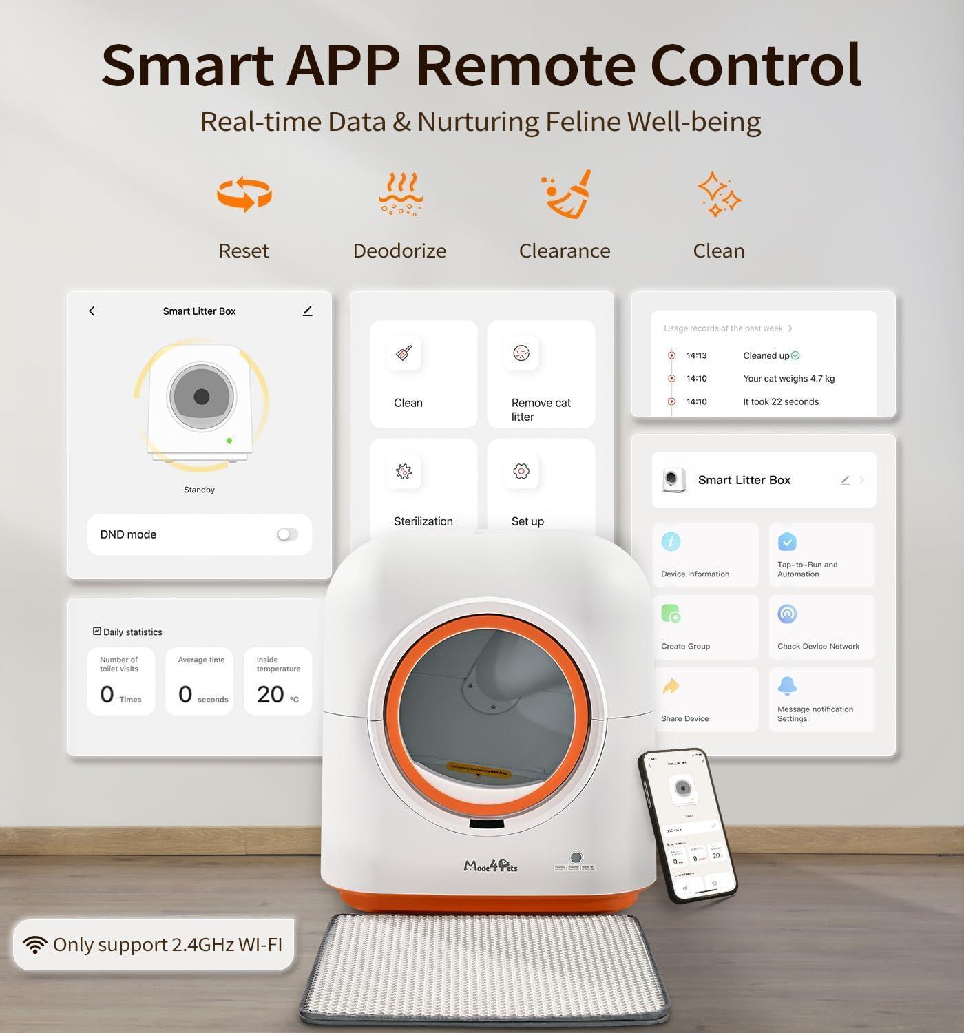 60L Smart Litter Box – App Control, Infrared Safety, Zero Odors