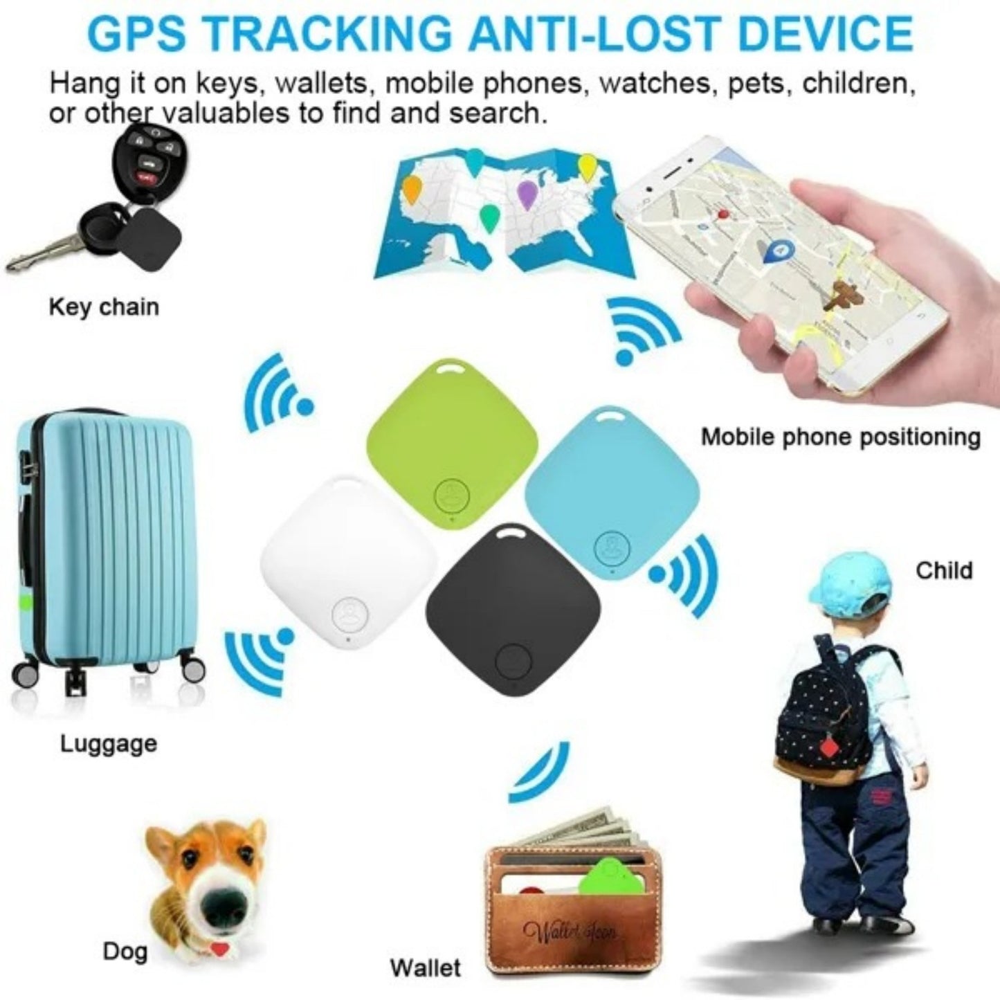 Smart GPS Tracker for Pets – Wireless Anti-Lost Device for Dogs, Cats, Keys & More