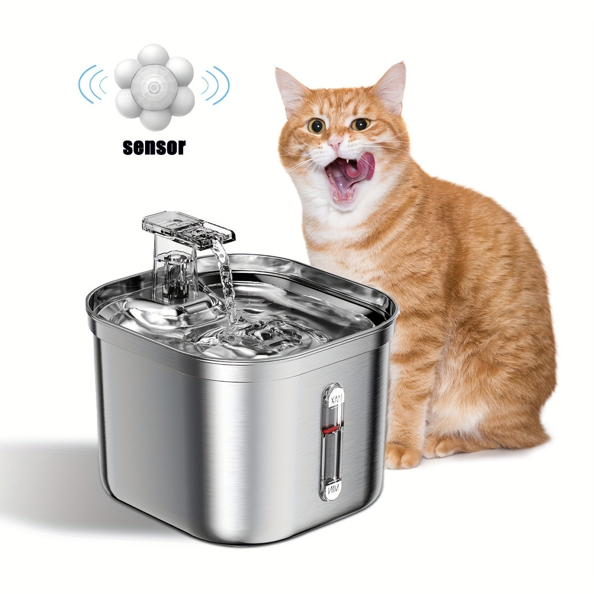 Stainless Steel Pet Water Fountain – 73oz Ultra-Quiet Auto Dispenser for Cats & Dogs