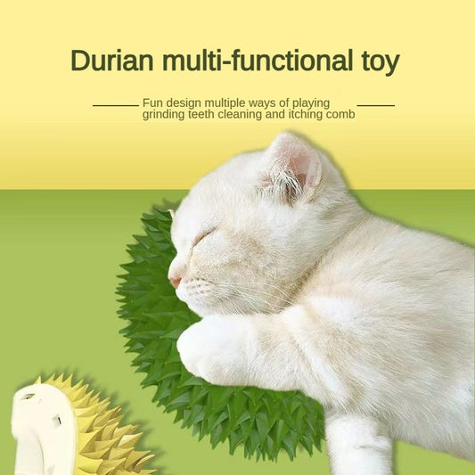 Durian Self-Grooming Cat Brush – Wall Corner Massager & Slow Chew Toy for Pets