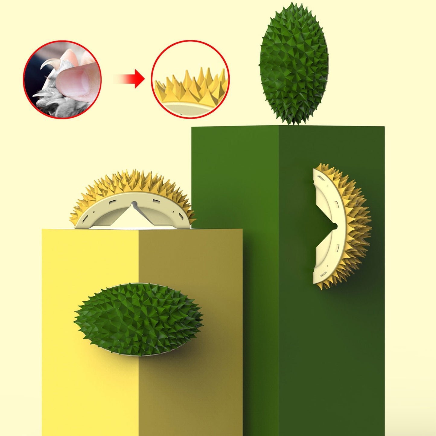 Durian Self-Grooming Cat Brush – Wall Corner Massager & Slow Chew Toy for Pets