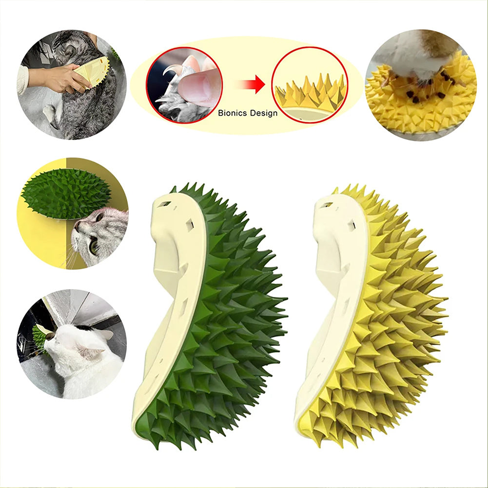 Durian Self-Grooming Cat Brush – Wall Corner Massager & Slow Chew Toy for Pets