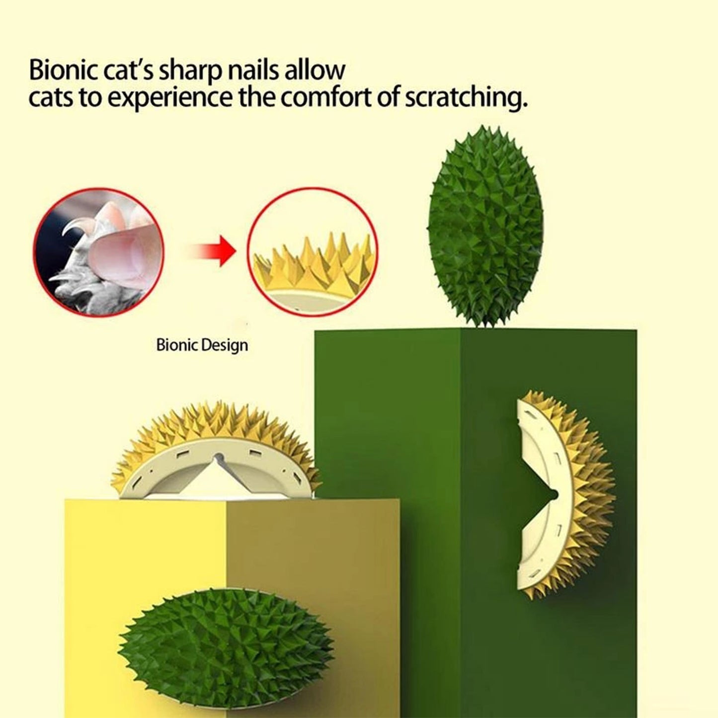 Durian Self-Grooming Cat Brush – Wall Corner Massager & Slow Chew Toy for Pets