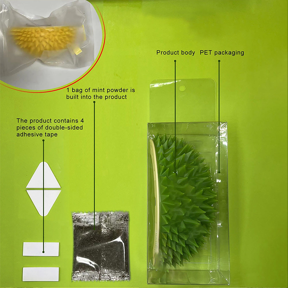 Durian Self-Grooming Cat Brush – Wall Corner Massager & Slow Chew Toy for Pets