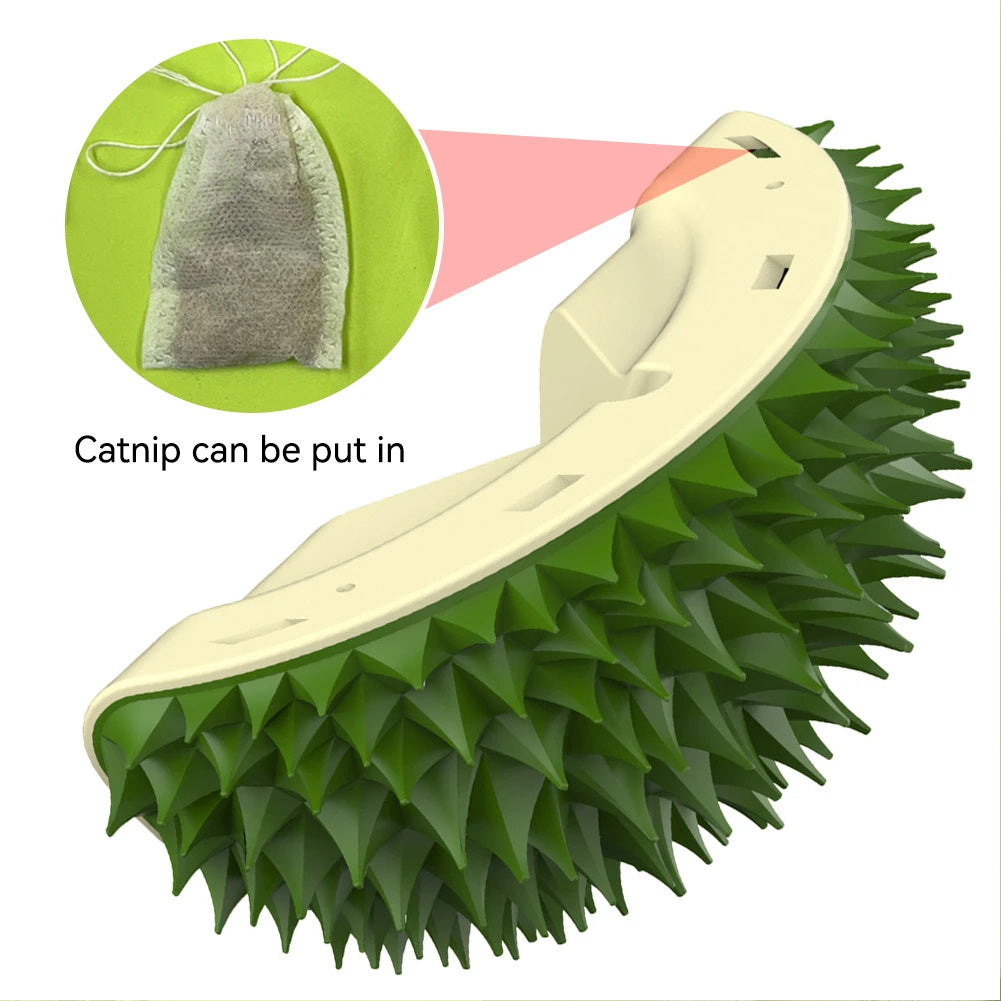 Durian Self-Grooming Cat Brush – Wall Corner Massager & Slow Chew Toy for Pets