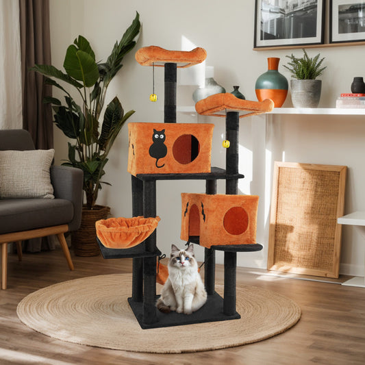 Halloween Cat Tree for Large Cats – Multi-Level Tower with Hammocks, Condos & Scratching Posts